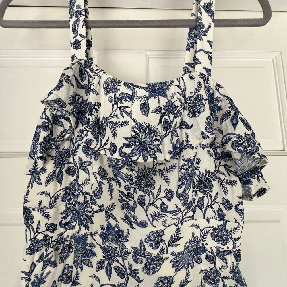 LOFT Trellis Garden Floral Sleeveless Wide Leg Jumpsuit size 0 - Picture 4 of 17